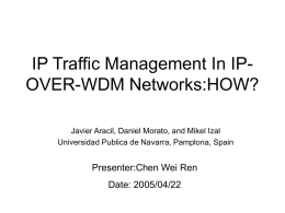 IP Traffic Management In IP-OVER-WDM Networks:HOW?
