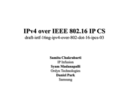 IPv4 over IEEE 802.16 IP CS