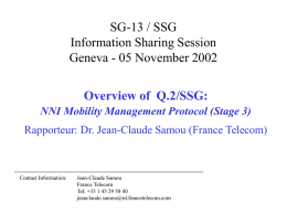 SSG-SG-13 Info Sharing Geneva - November 2002