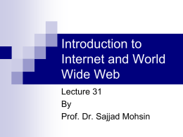 HCI Lecture 31 Internet and WWW