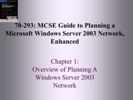 1: Overview of Planning a Windows Server 2003 Network
