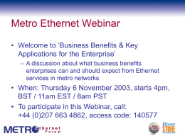 Metro Ethernet Webinar .(English)