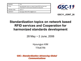 Standardization topics on network based RFID services