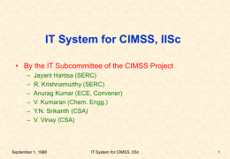 IT System for CIMSS, IISc