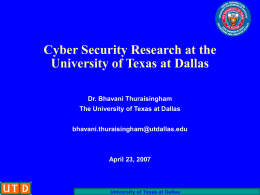 Data and Applications Security - The University of Texas at Dallas