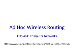Ad Hoc Wireless Routing COS 461: Computer Networks