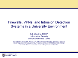 Firewalls, VPNs, and Intrusion Detection Systems