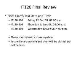 IT120 Final Review - Marshall University Personal Web Pages