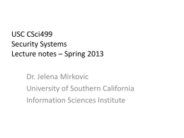 Lecture 1 - USC`s Center for Computer Systems Security
