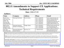 Necessity of Amendments to 802.11 for CE Devices Date: July 3, 2006