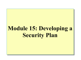 Module 15. Developing a Security Plan