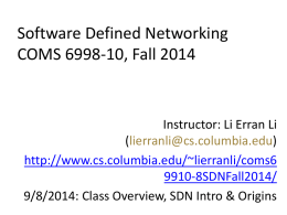 Course Overview, SDN Introduction and Roots