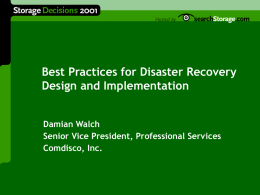 Best Practices for Disaster Recovery