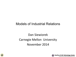 Models of Industrial Relations - Massachusetts Institute of Technology