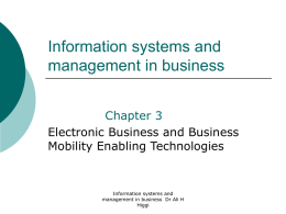 Electronic Business and Business Mobility Enabling Technologies