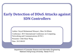 Early Detection of DDoS Attacks against SDN Controllers