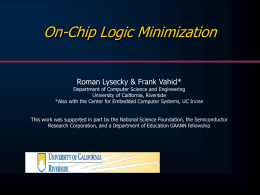 On-Chip Logic Minimization - Department of Electrical and