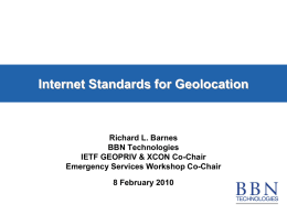 IETF Standards - Emergency Services Workshop