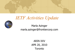 IETF Activities Update