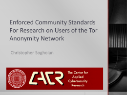 Enforced Community Standards For Research on Users of the Tor