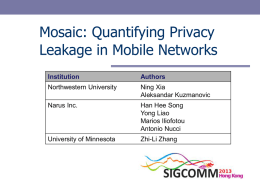 Mosaic: Quantifying Privacy Leakage in Mobile Networks