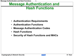 Message Authentication and Hash Function