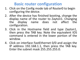 Basic router configuration
