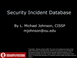Security Incident Database