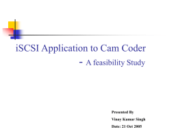 iSCSI Application to Cam Coder