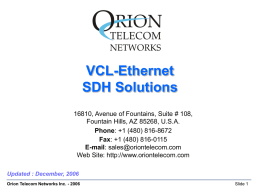 VCL-Ethernet SDH Solutions
