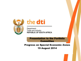 Progress on Special Economic Zones