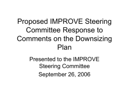 Update on IMPROVE Steering Committee Response to Comments