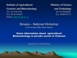 Institute of Agricultural Ministry of Science Genetics and