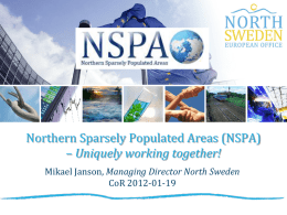 Northern Sparsely Populated Areas (NSPA)