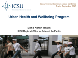ICSU ROAP Science plan on ` Urban HEALTH AND WELL BEING in
