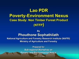 Lao PDR Poverty-Environment Nexus Case Study