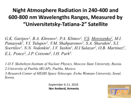 V. Morozenko, Night Atmosphere Radiation in