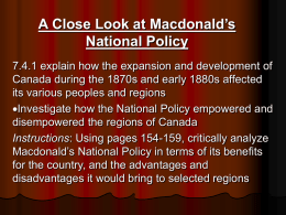 A Close Look at Macdonald`s National Policy