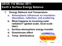 Geos 110 Winter 2011 Earth`s energy balance powerpoint