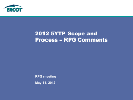 2012 Five Year Plan Scope RPG Comments