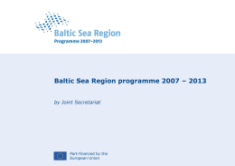 Presentation on the Baltic Sea Programme 2007