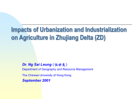Impacts of UrbanN & IndustN on Agri in ZD
