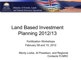 Land Based Investment Planning 2012/13