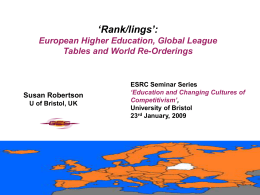 `Rank/lings`: European Higher Education, Global League Tables and