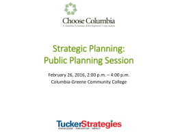 Strategic Planning Workshop - Columbia Economic Development
