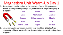 Magnetism Unit Warm