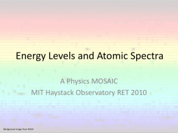 Atomic Spectra and Energy Levels