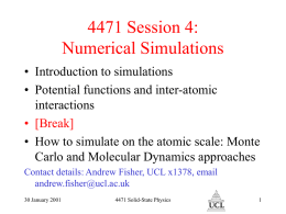 4471 Session 4: Numerical Simulations
