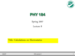 PHY 184 lecture 8