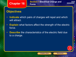 Section 1 Electrical Charge and Force Chapter 16 - Ms